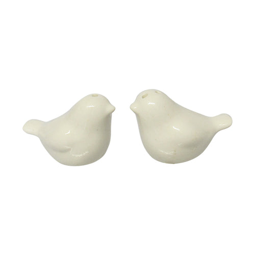 Salt and pepper shakers love birds white