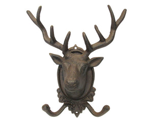 Stag coat hook cast iron large