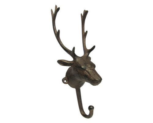 Stag coat hook cast iron medium